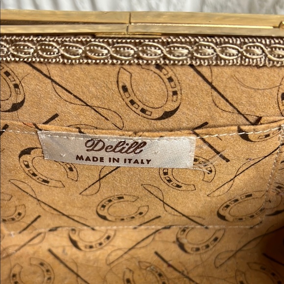 Vintage Delill Made in Italy Floral Tapestry Box Bag with Gold Accents - Picture 3 of 4